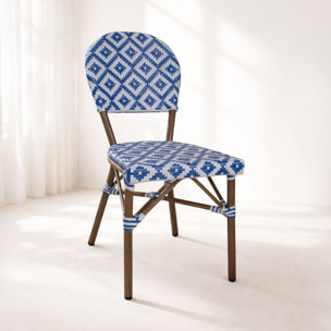 Lot de 2 chaises en textilène avec effet rotin tressé bleu SCALA