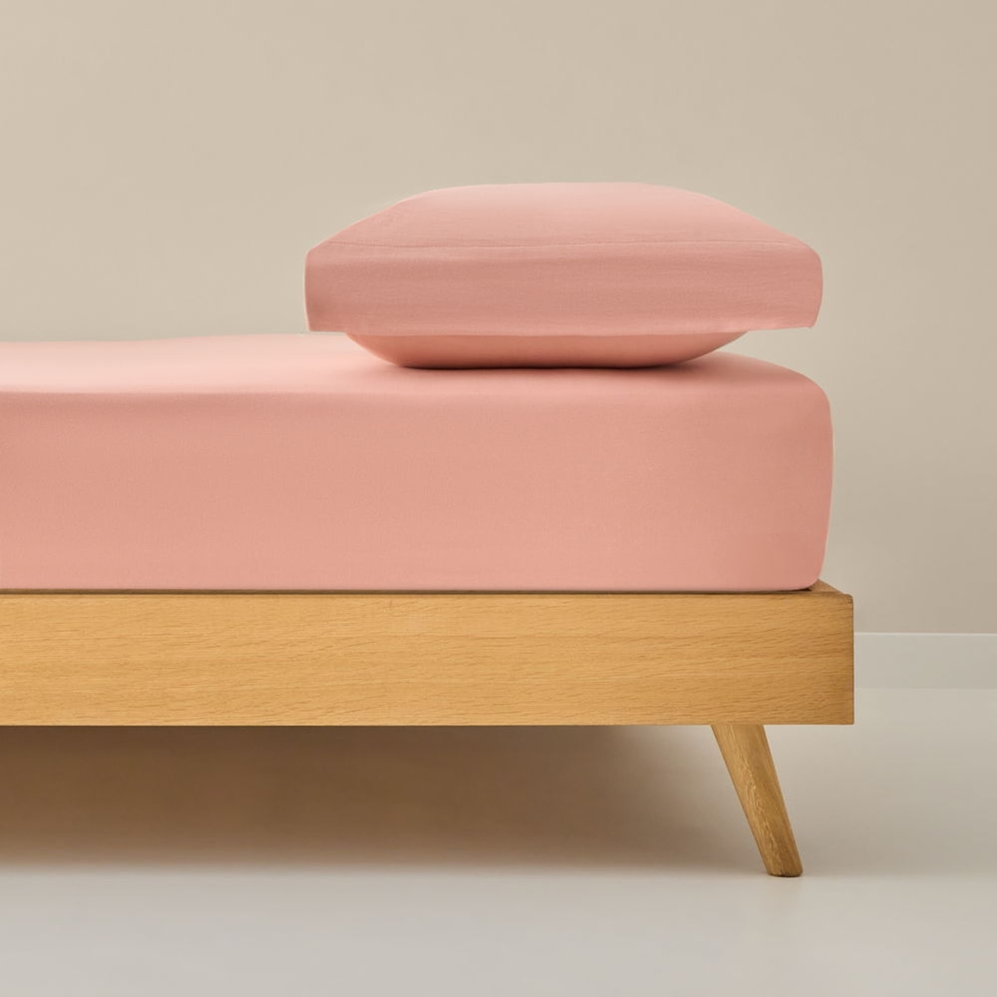 Sábana bajera algodón de punto ajustable Puntib color rosa claro Punto de algodón