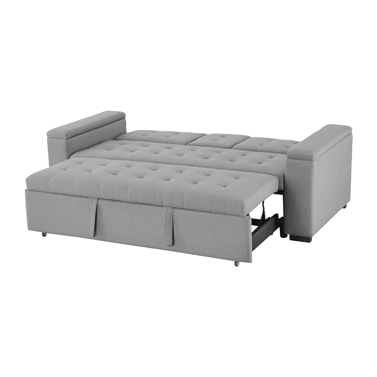 Canapé convertible 3 places en tissu gris clair TILIA