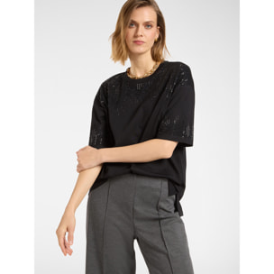 Elena Mirò - Camiseta bordada - Negro