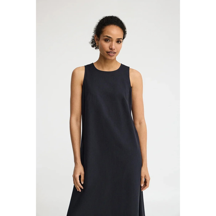 Vestido cotolino azul marino sin mangas con logo Polo Club
