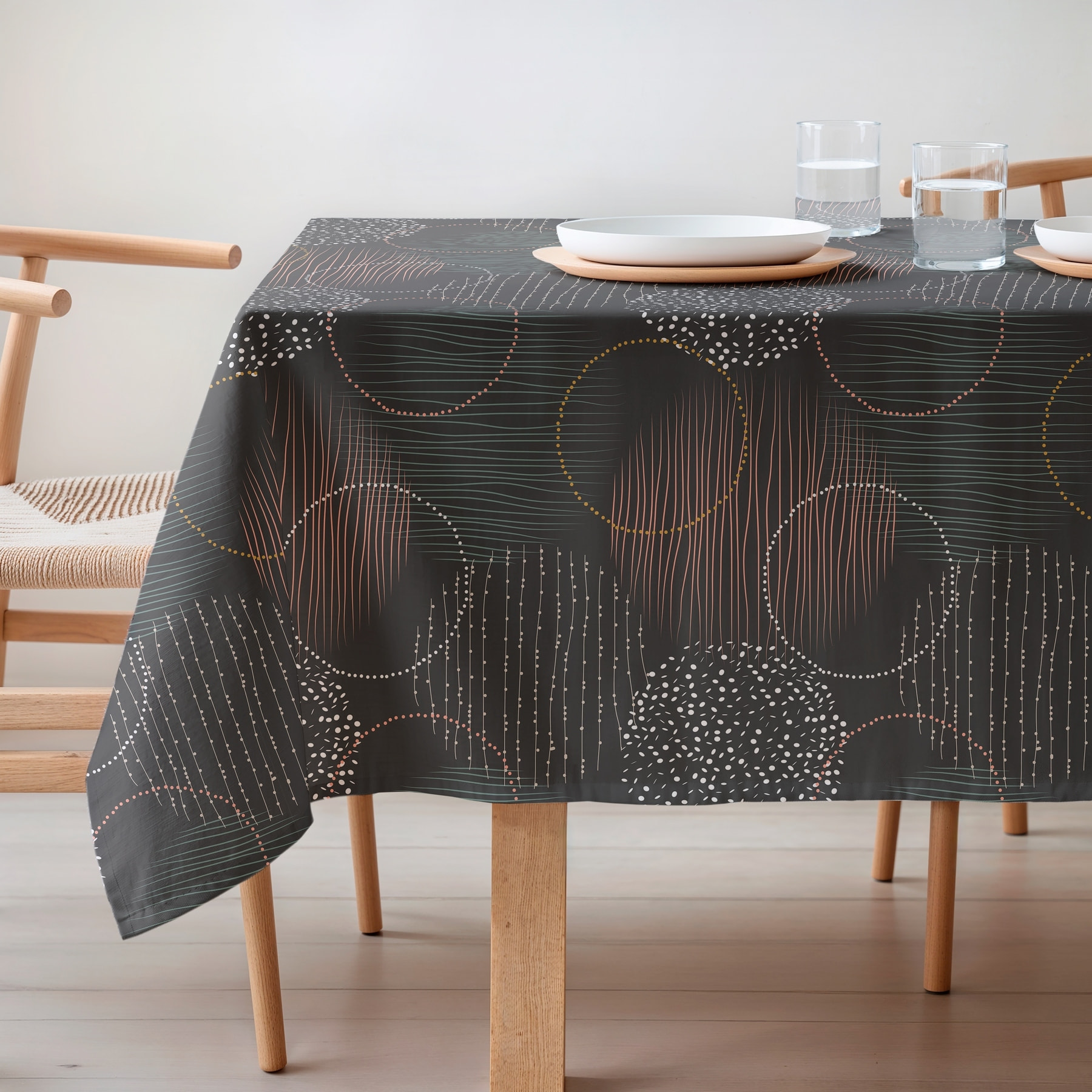 Mantel estampado antimanchas NAROA ANTRACITA