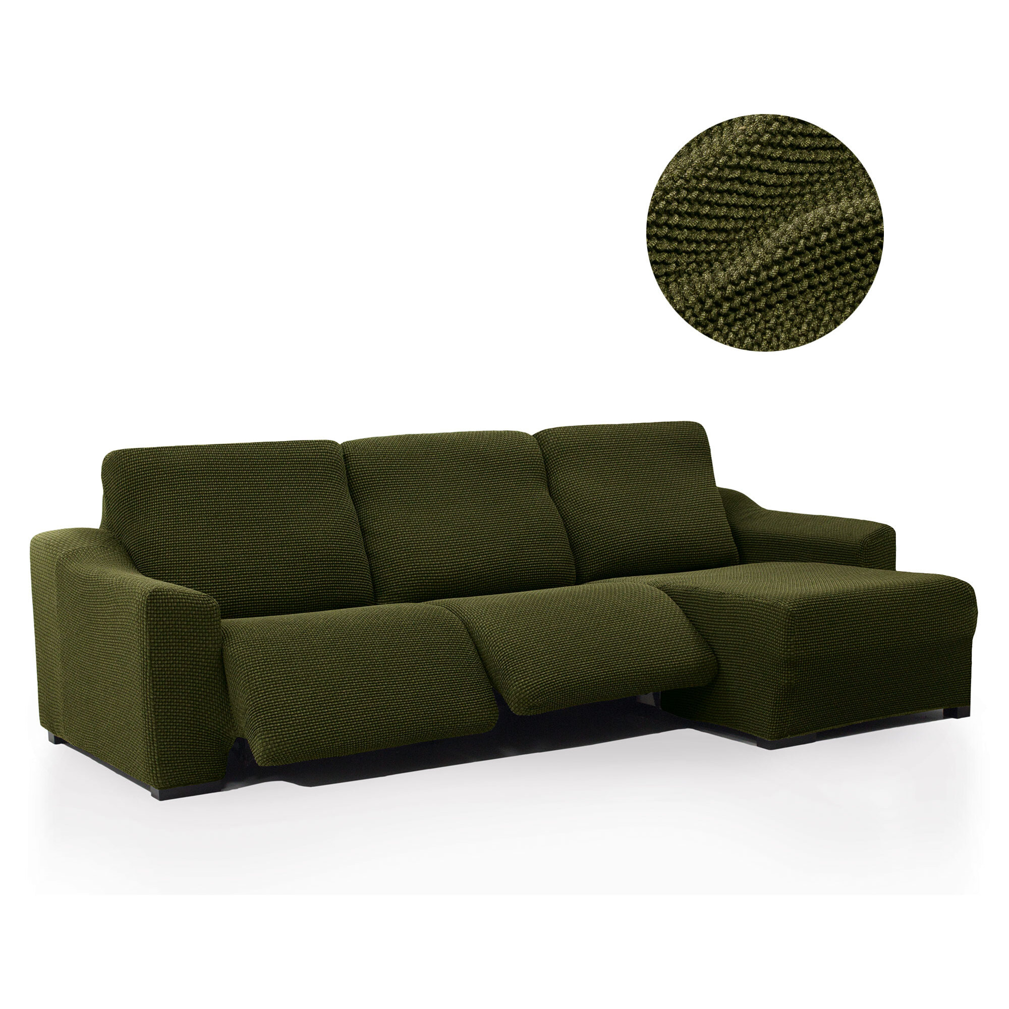 Funda para Chaise Longue derecho (visto de frente ) brazo corto SÚPER ELÁSTICA con RELAX modelo HELENA
