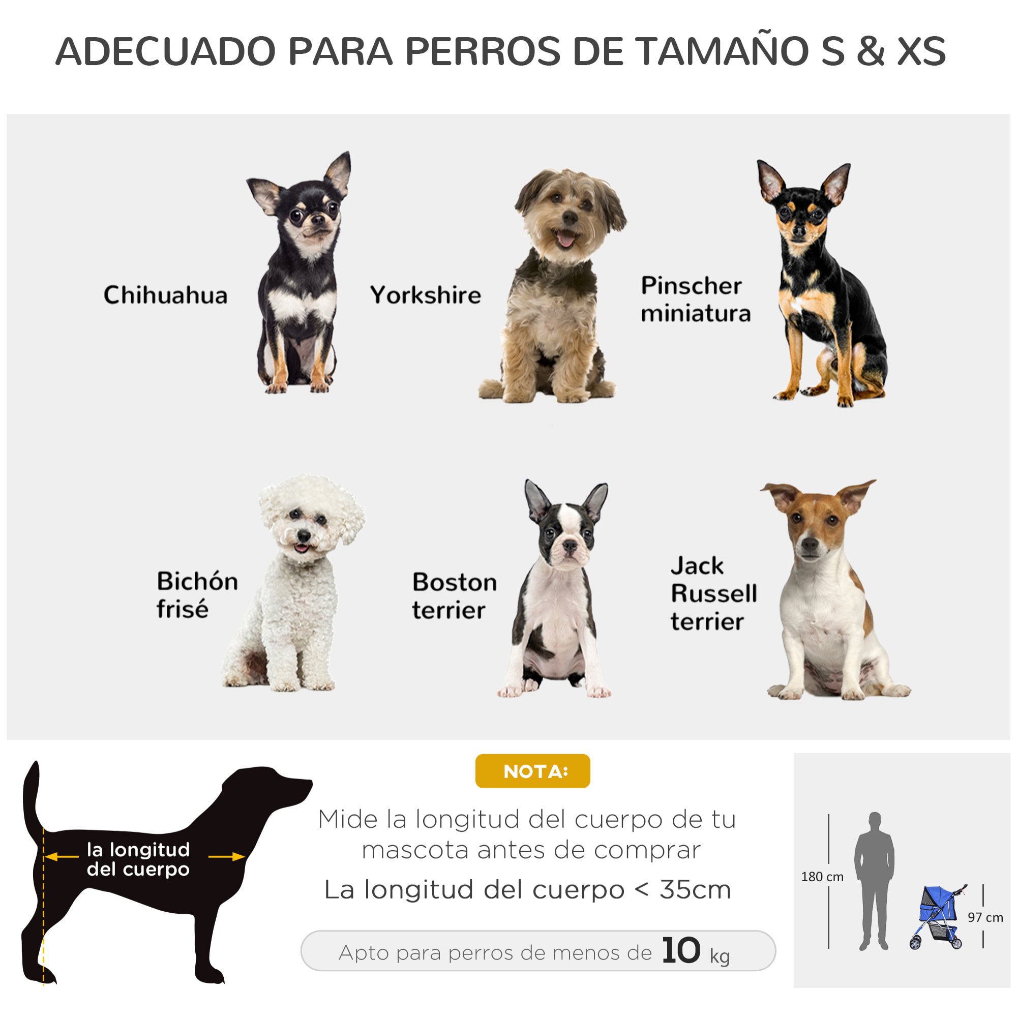 Cochecito Perros Plegable de Tela Nylon 75x45x97cm Azul