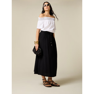 Oltre - Gonna lunga in viscosa - Negro