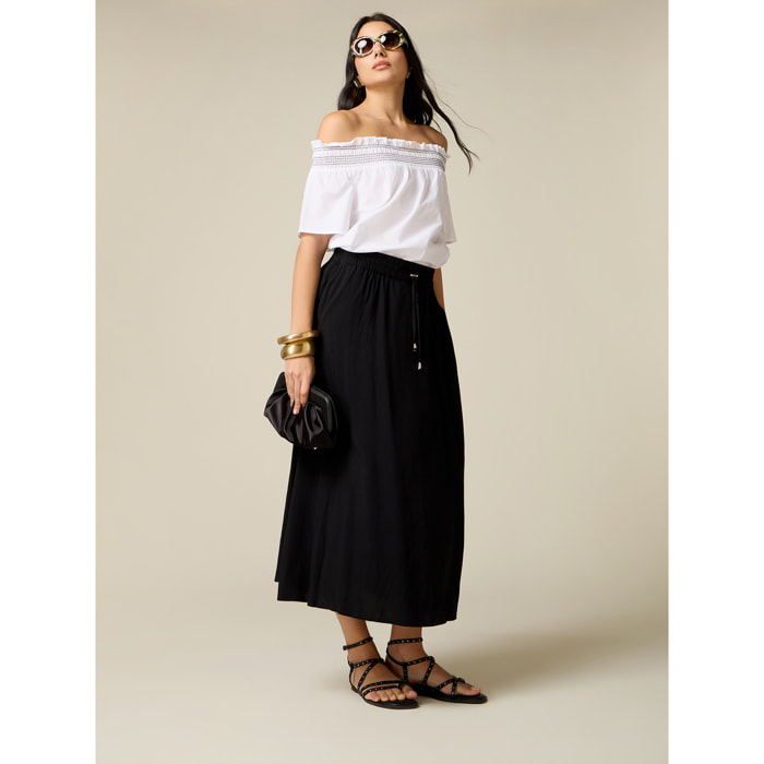 Oltre - Gonna lunga in viscosa - Negro