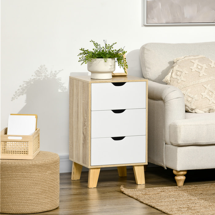 Cómoda con 3 Cajones y Base Elevada para Dormitorio Salón Pasillo 40x35x68,5 cm