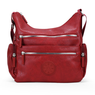 Bolso bandolera rojo con cremalleras