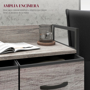 Cómoda con 4 Cajones de Tela Plegables, Cómoda para Dormitorio Industrial con Estante Abierto, Marco de Acero, Cajonera para Espacios Pequeños, Sala de Estar, Vestidor, Baño, Gris