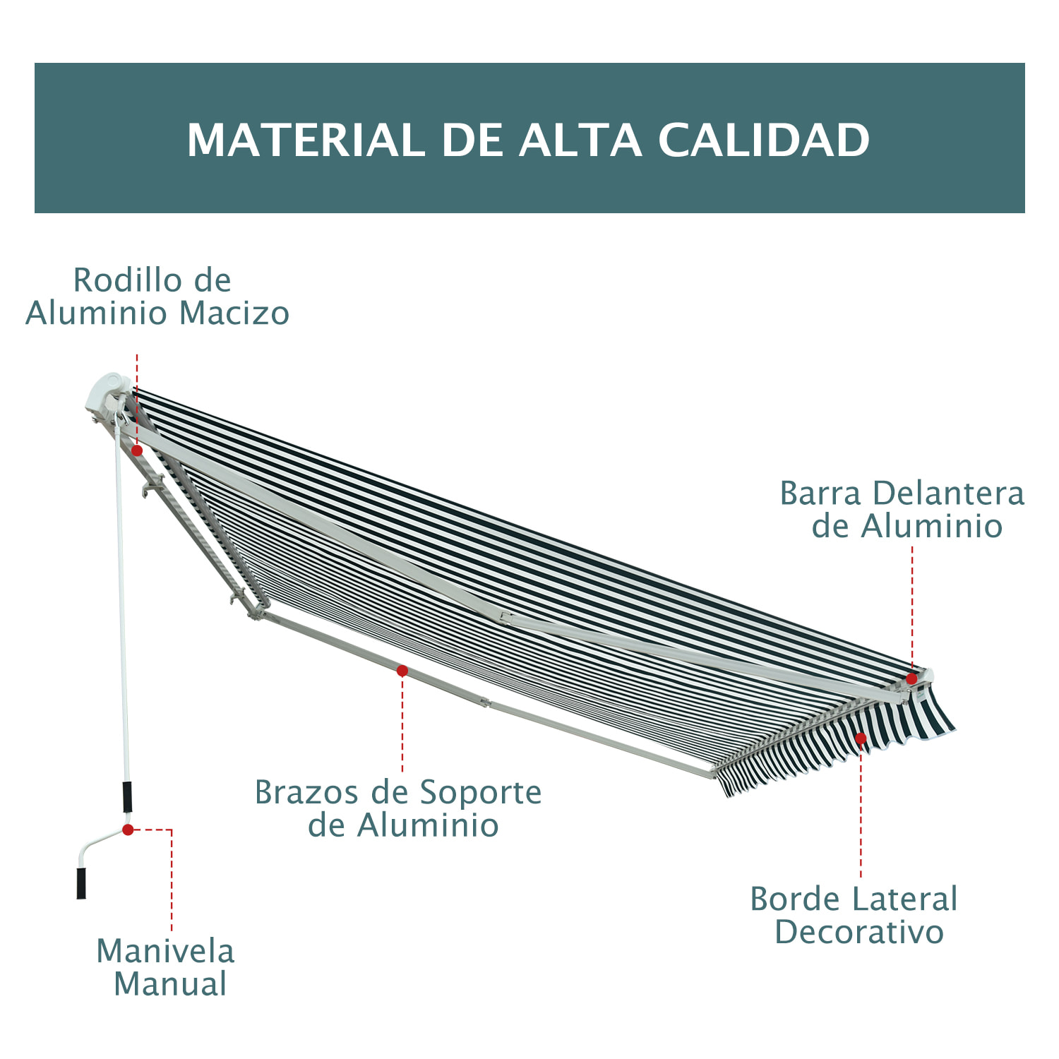 Toldo con Ángulo Ajustable de Aluminio 2.95x2.5m Verde
