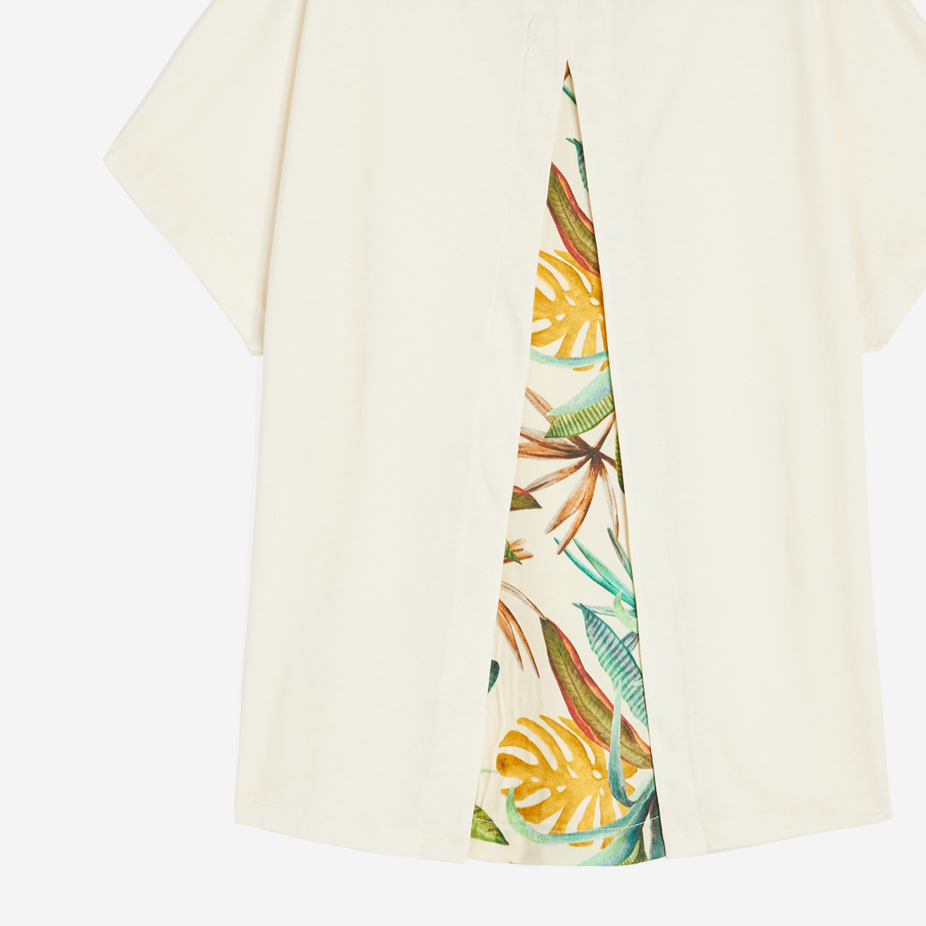 T-shirt donna con inserto posteriore stampa tropical