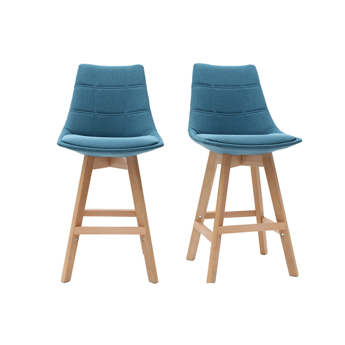 Tabourets de bar scandinaves bleu canard 65 cm (lot de 2) MATILDE