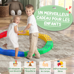 Poutre d'équilibre pour enfants total 8 pcs - parcours de motricité - usage intérieur extérieur - multicolore