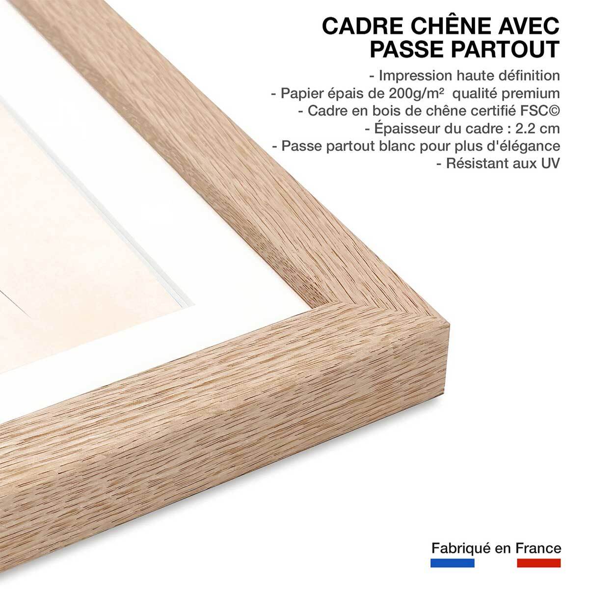 Affiche dessin ""fleurs de bleuets "" Affiche sous cadre bois