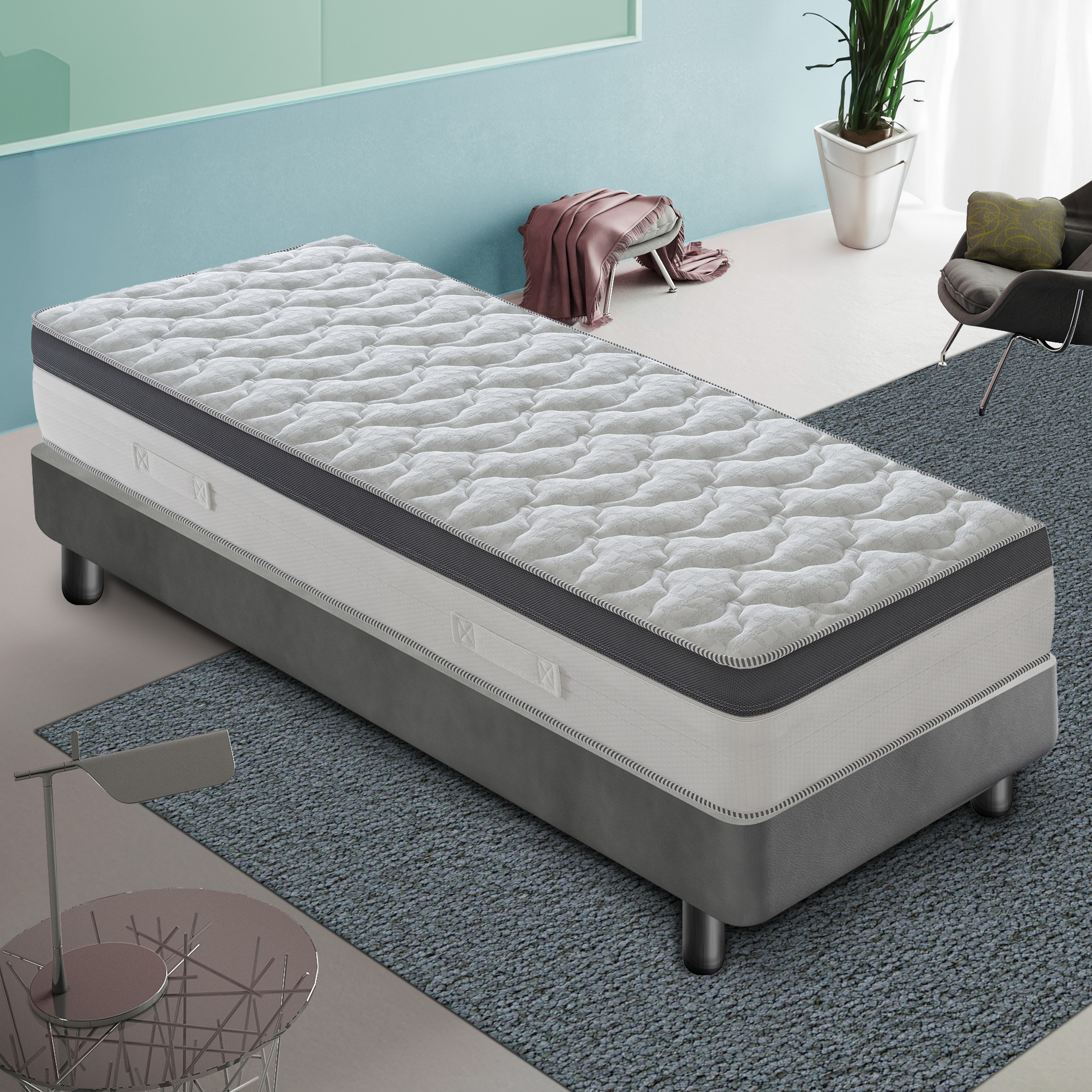 Materasso 90x200 800 molle insacchettate e Memory Foam - Alto 28 cm - 7 cm Memory Foam - 9 Zone di Comfort