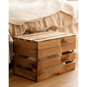 Baúl de madera maciza en tono roble oscuro de 39x33x30,5cm Alto: 29.5 Largo: 49 Ancho: 33