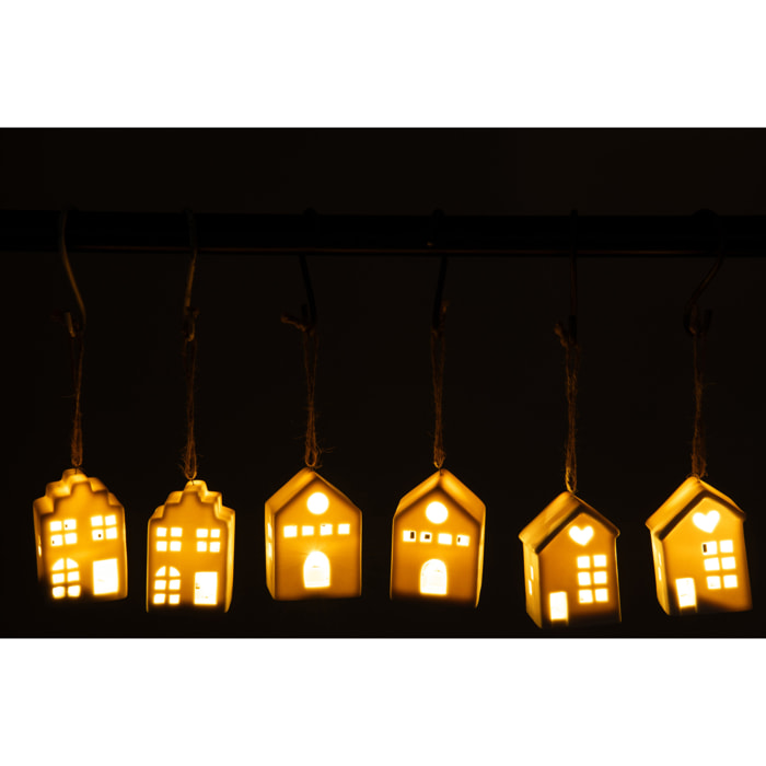 J-Line suspension Maison - céramique - blanc - 6 pièces - lumières LED