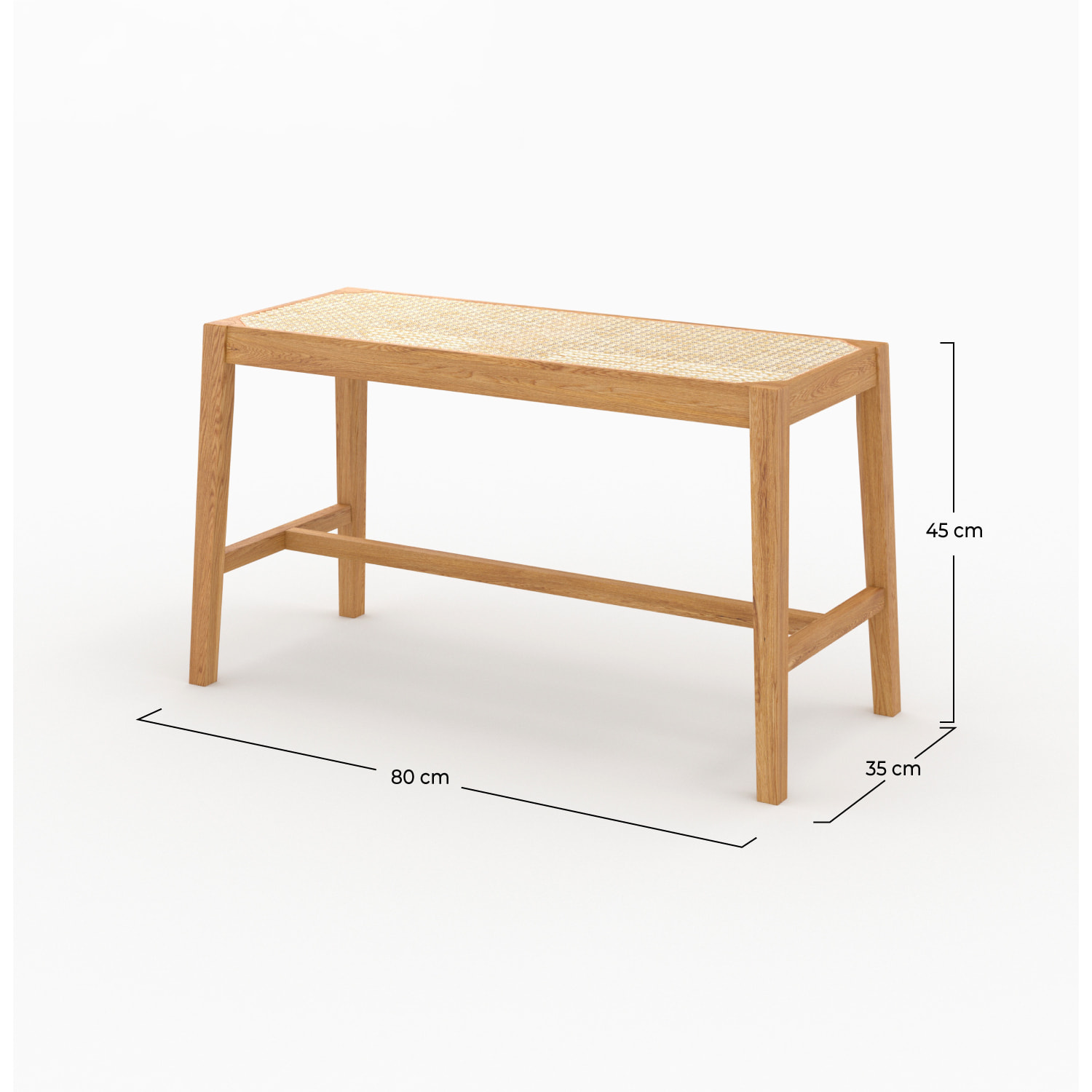 Banc 2 places en bois de chêne massif et cannage - Kappa