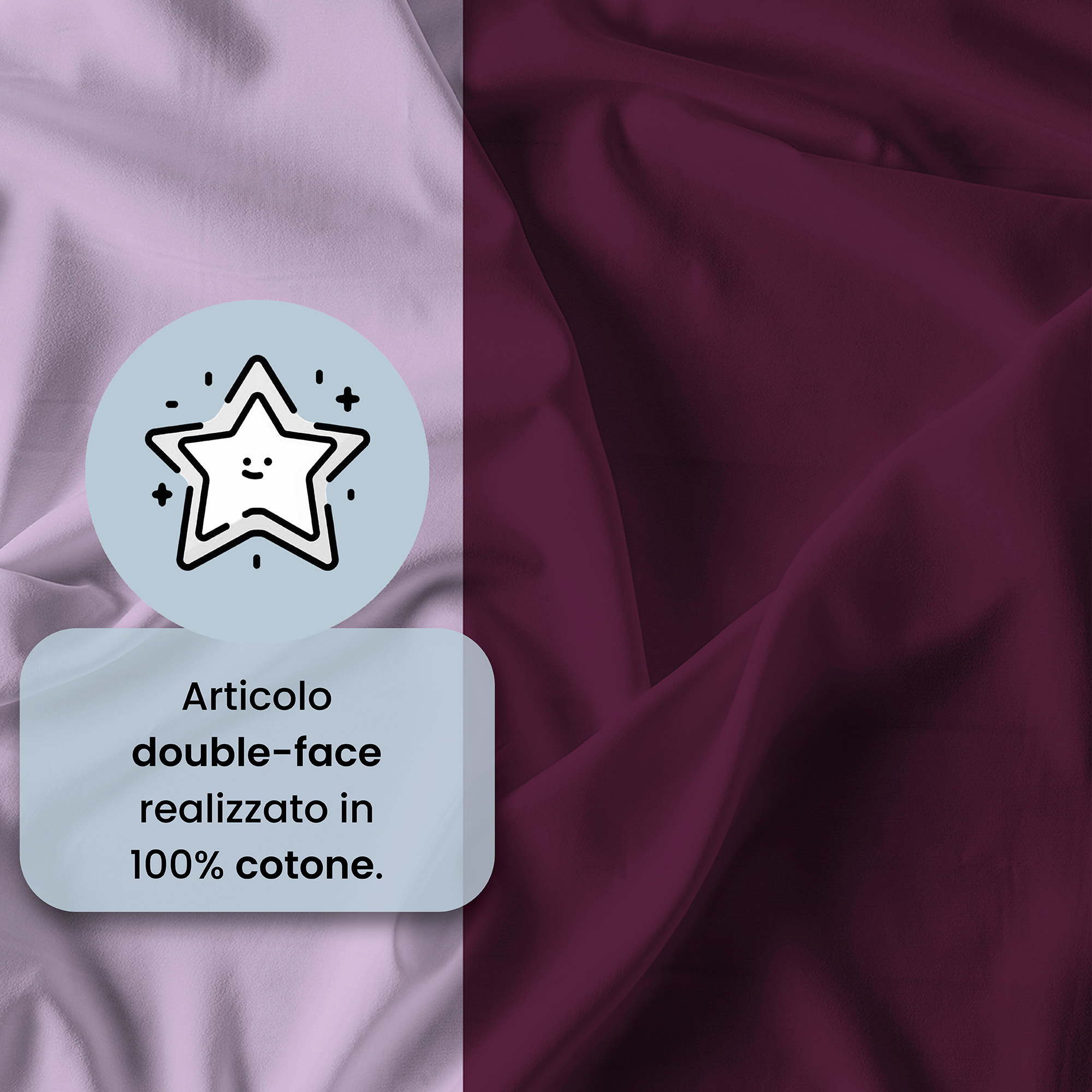 COMPLETO LETTO NATURAL COLOR, 100% Cotone, Made in Italy - PRUGNA/LILLA