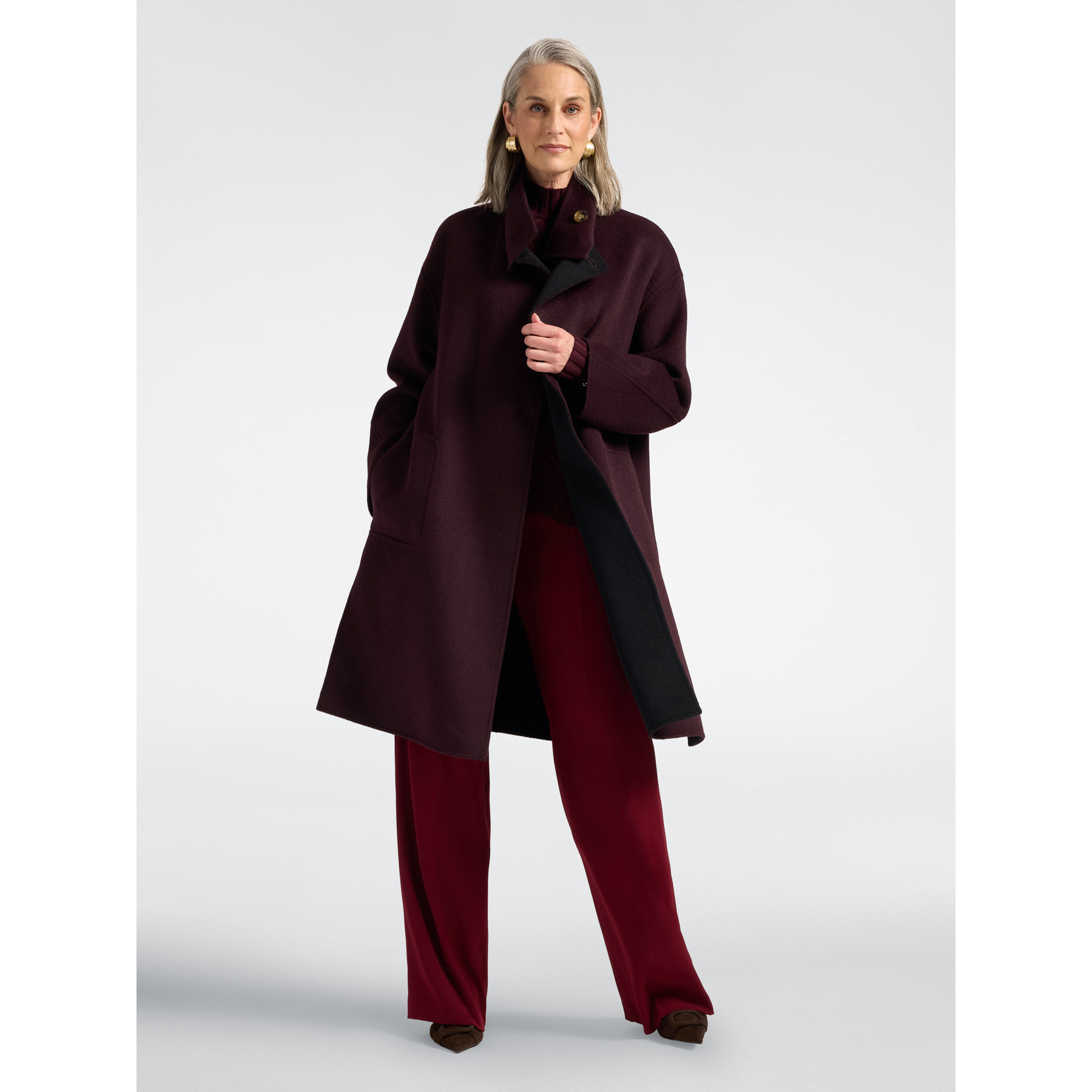 Elena Mirò - Cappotto in double misto lana - Bordeaux