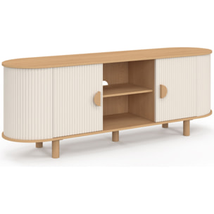 Meuble TV Kanel beige effet cannelé 140cm