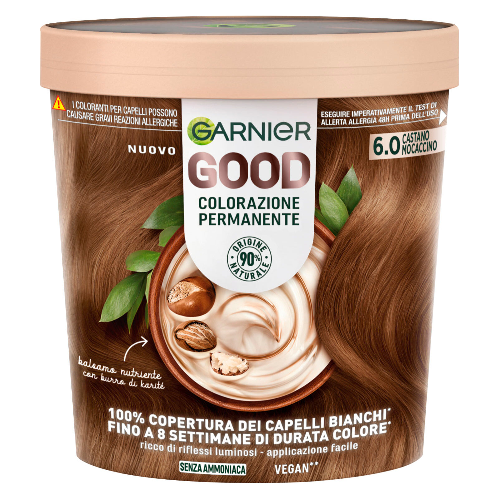 Tinta Capelli 6.0 Castano Mocaccino Colorazione Permanente Good Senza Ammoniaca con Balsamo Nutriente