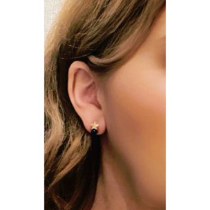 Pack de pendientes estrella mini con bolita en plata 10µ y dorado