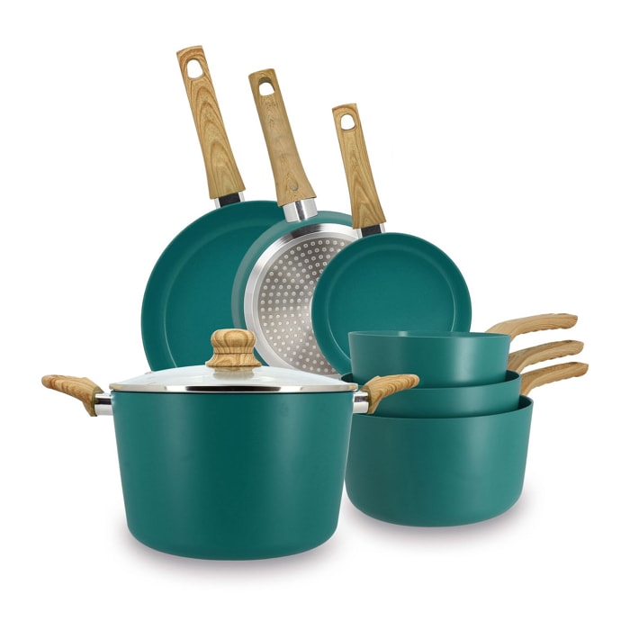 Batterie de cuisine 7 pièces en céramique bleu - tous feux COLORAMA