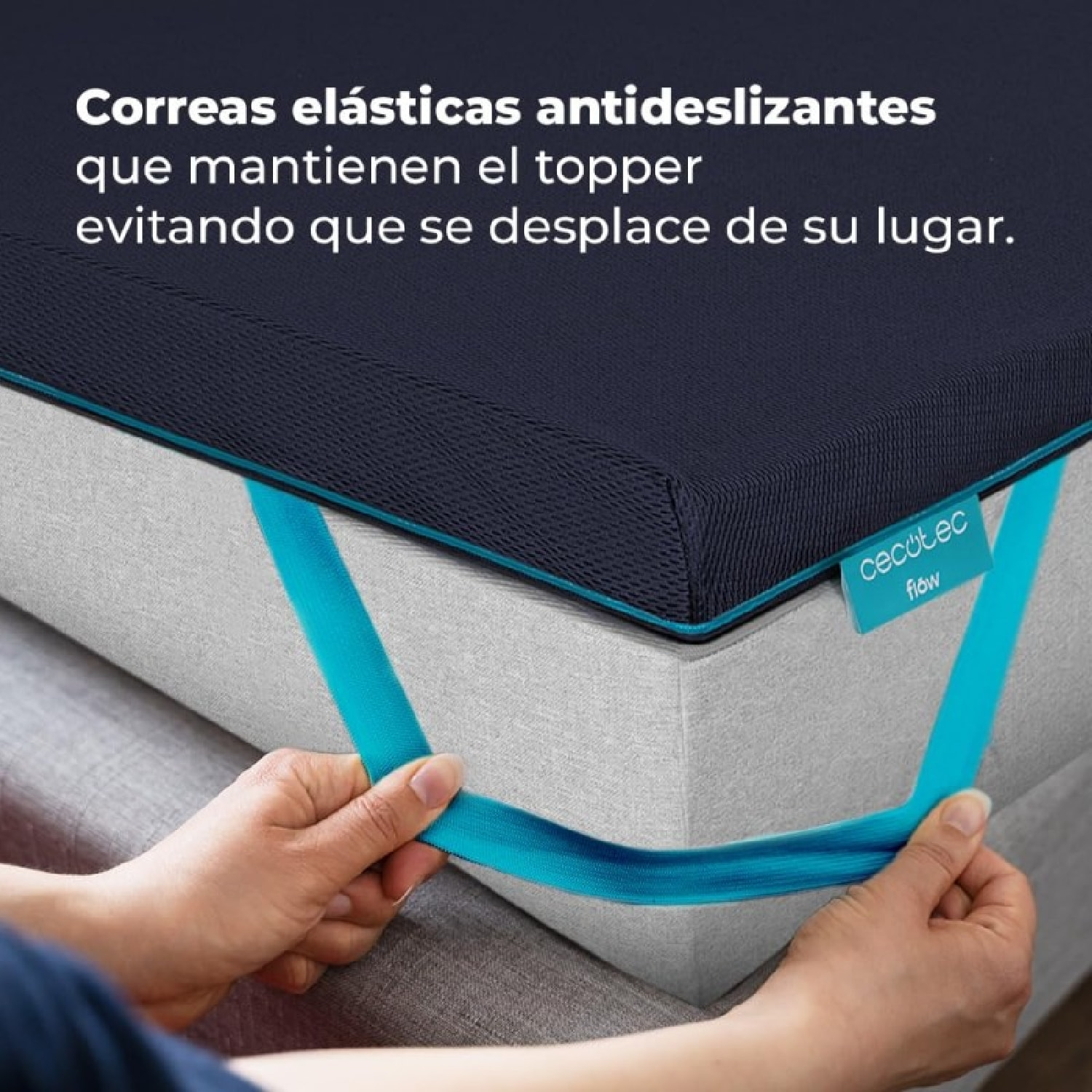 Cecotec Surmatelas Flow TopSerenity 135 x 190 Noyau en mémoire 100%, Sangles éla