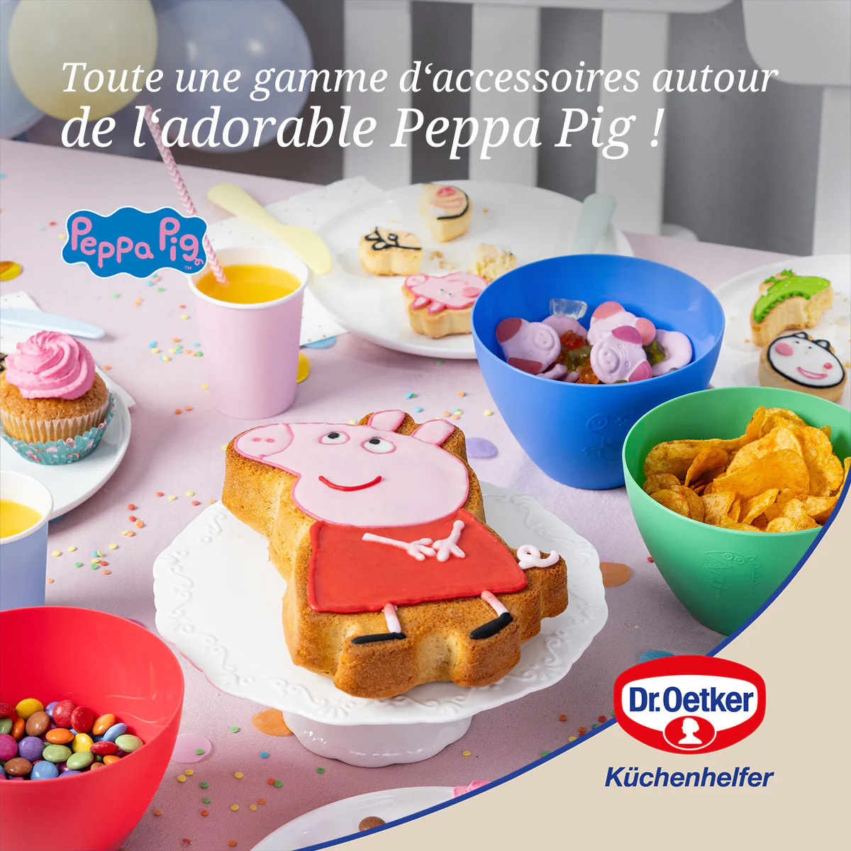 Lot de 8 sachets biscuits avec autocollants Dr. Oetker Peppa Pig