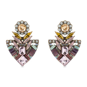 Pendientes con Cristal Multicolor acabado oro 18k