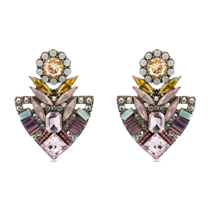 Pendientes con Cristal Multicolor acabado oro 18k