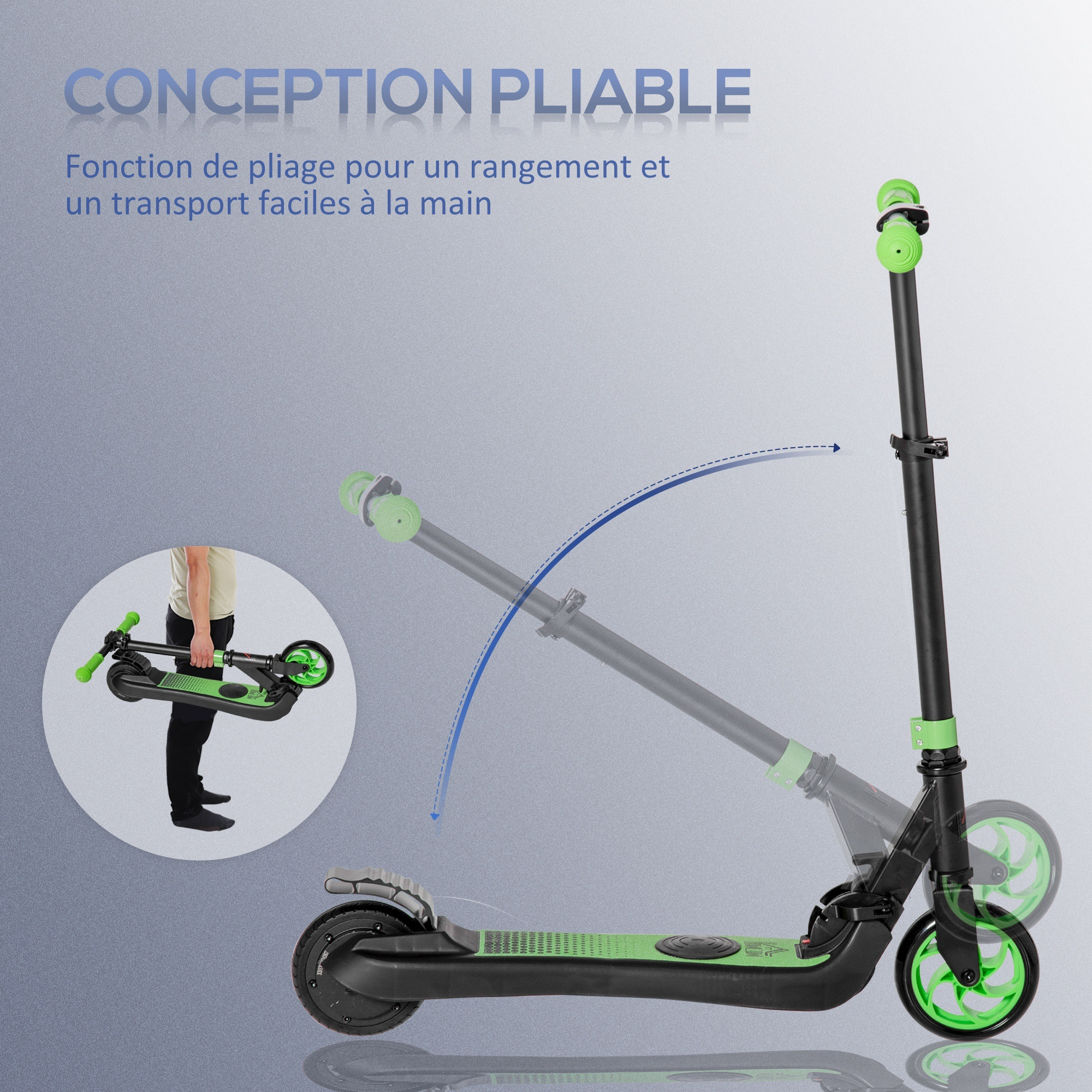 Trottinette électrique enfants 6 ans + pliable, hauteur réglable 75-80 cm, vitesse max  8 km/h