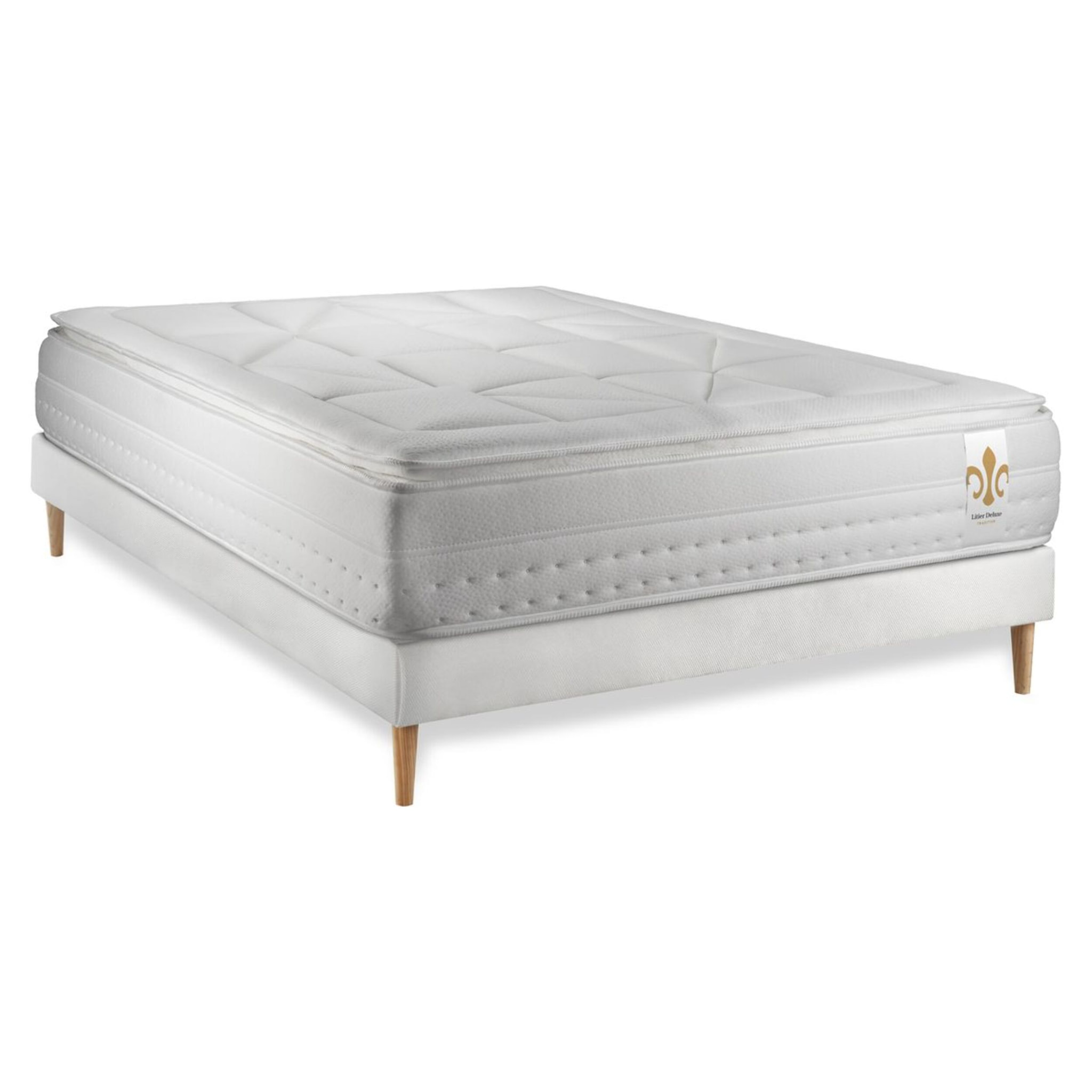 Ensemble Matelas Vingt-Huit PLUS - 28cm - Ressorts ensachés et mémoire de forme - Tensions allégées - Sommier kit Blanc