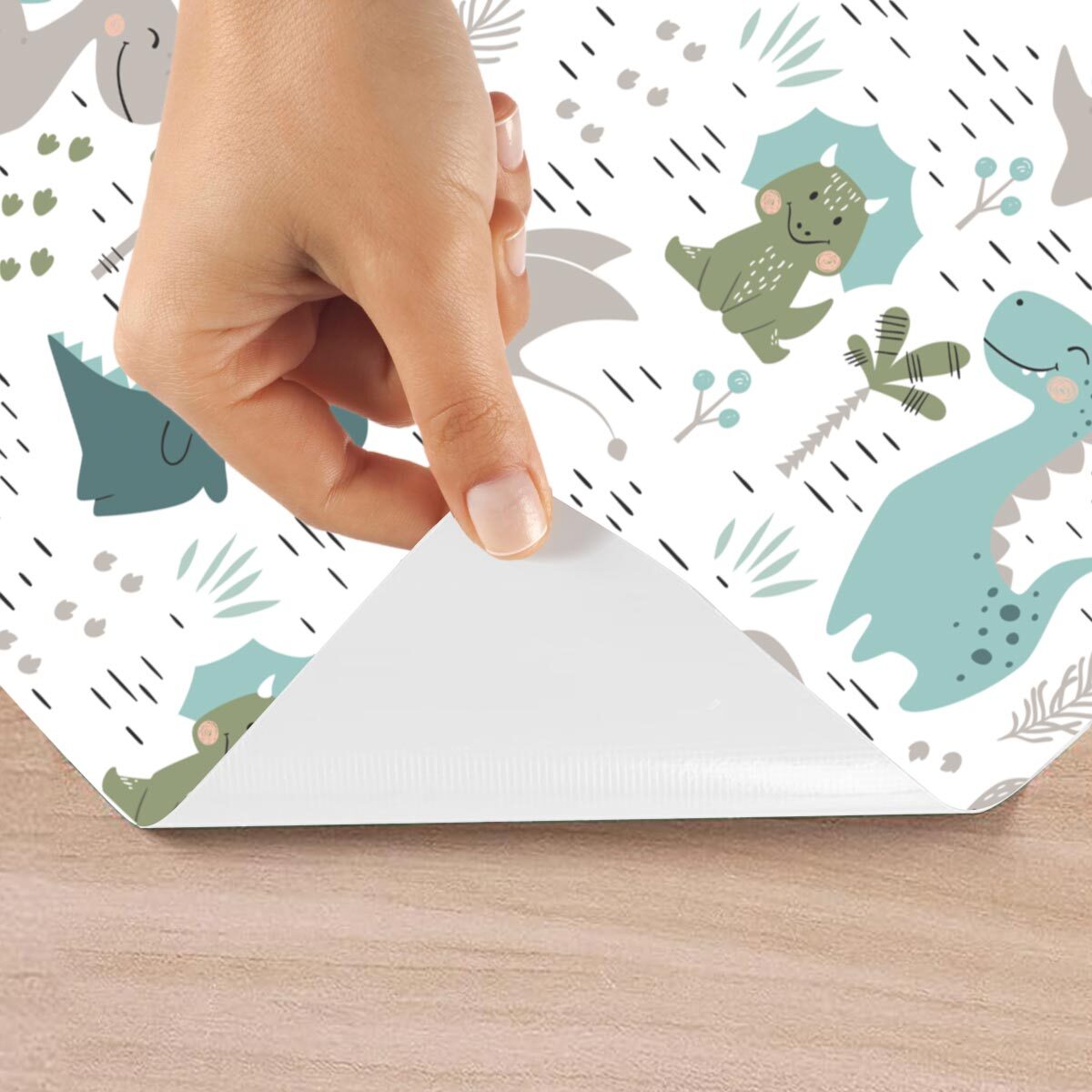 Rouleau revêtement adhésif vinyle au mètre - Sticker lavable Cuisine Meuble Armoire Porte - DINOSAURES EN FAMILLE