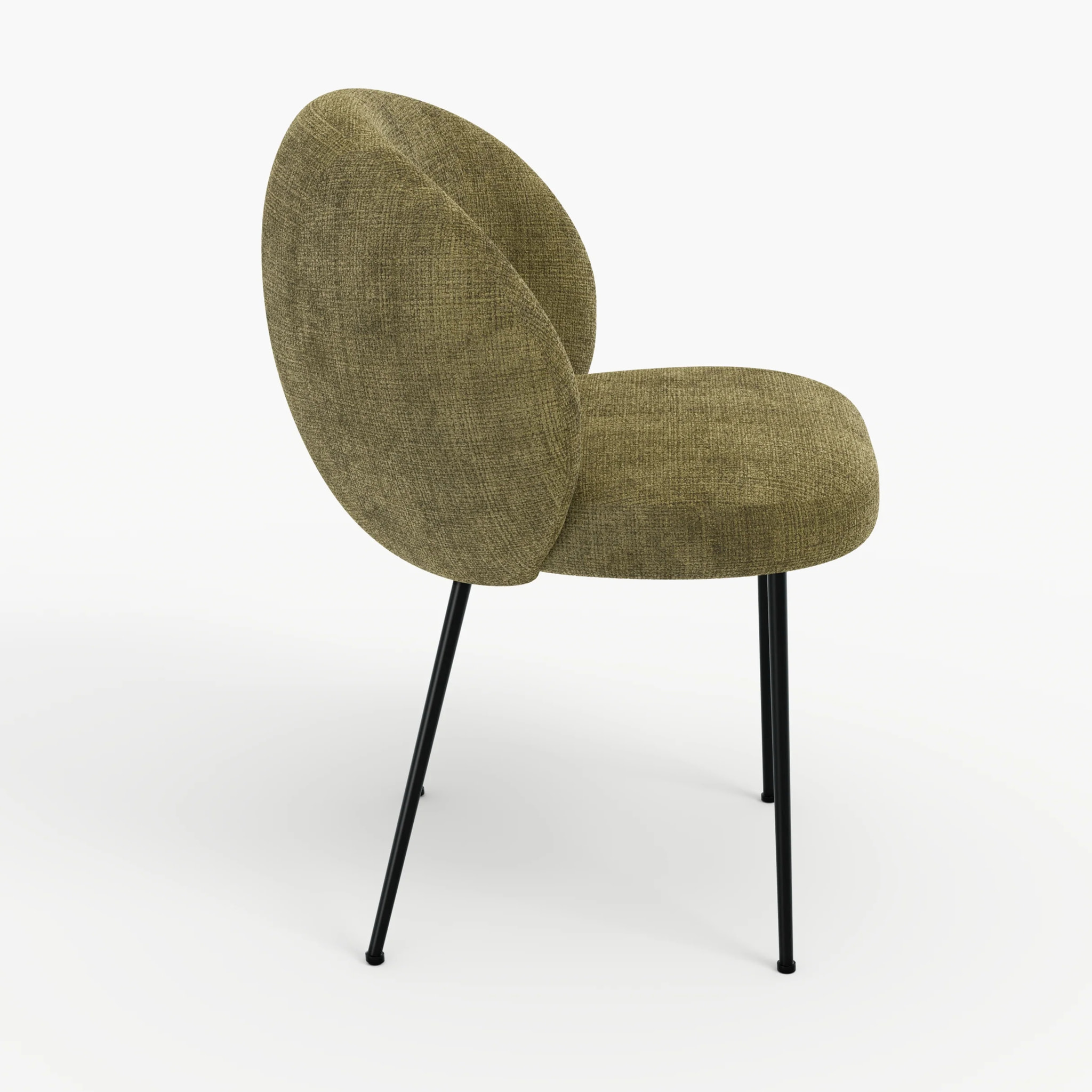 Chaise en velours chenillé vert olive et métal noir - Bloomy