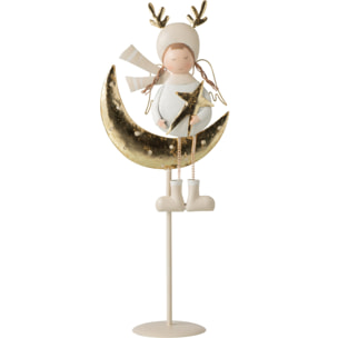 J-Line Enfant LED lune - métal - blanc/doré