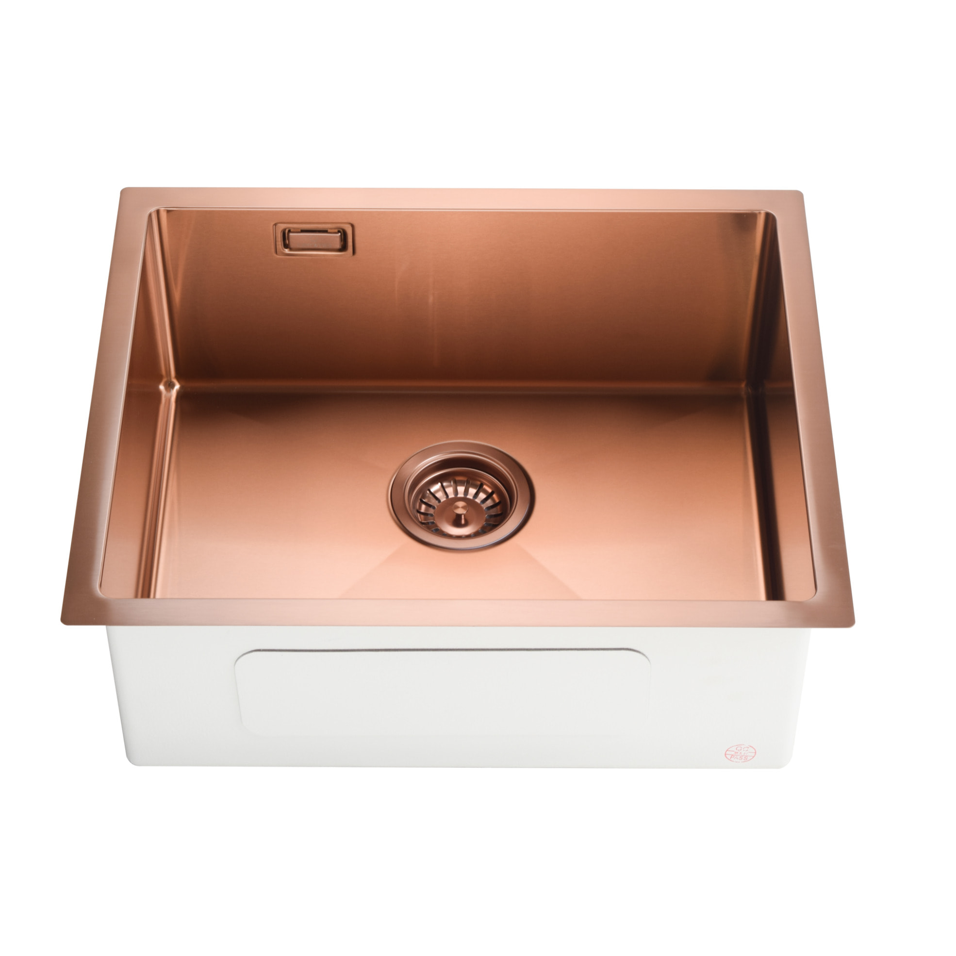 Timeless Évier de cuisine sous plan inox 304, 1 bac, 55x45x21 cm, Cuivre brossé PVD