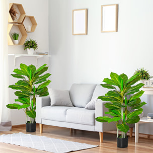 Conjunto de 2 Plantas Artificiales 95 cm Árboles Artificiales con 33 Hojas y Maceta para Interior y Exterior Decoración Salón Oficina Verde