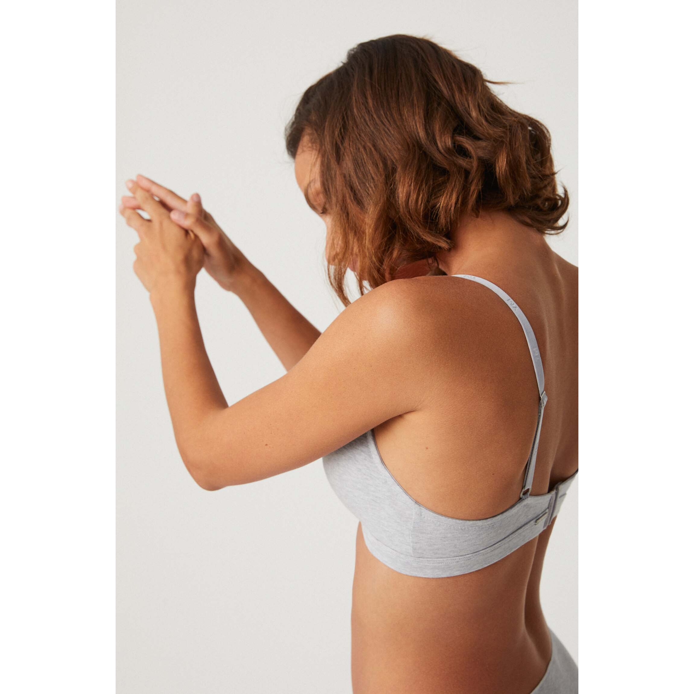 Reggiseno senza ferretto con imbottitura in cotone e modal grigio