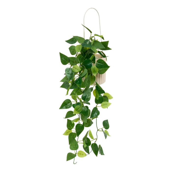 Plante artificielle suspendue Pool pot céramique beige
