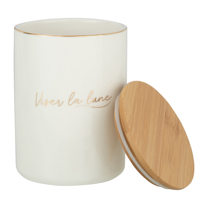 J-Line pot de conservation 'Viser La Lune' - porcelaine - blanc/or