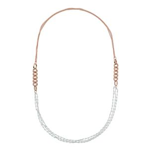 Collana Lunga Multifilo Catena Grumetta e Rosario con Quarzo Azzurro