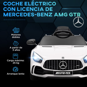 Coche Eléctrico para Niños de +3 Años Mercedes-Benz AMG GTR Carro Eléctrico Infantil con Batería 12V Mando a Distancia Faros Bocina Música y Pantalla Blanco