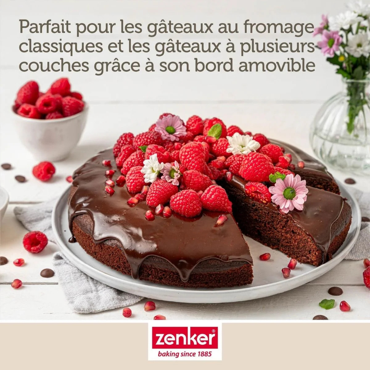 Lot avec 1 Moule à manqué à charnière 26 cm, 1 spatule Zenker et 2 bols à mixer en inox Fackelmann