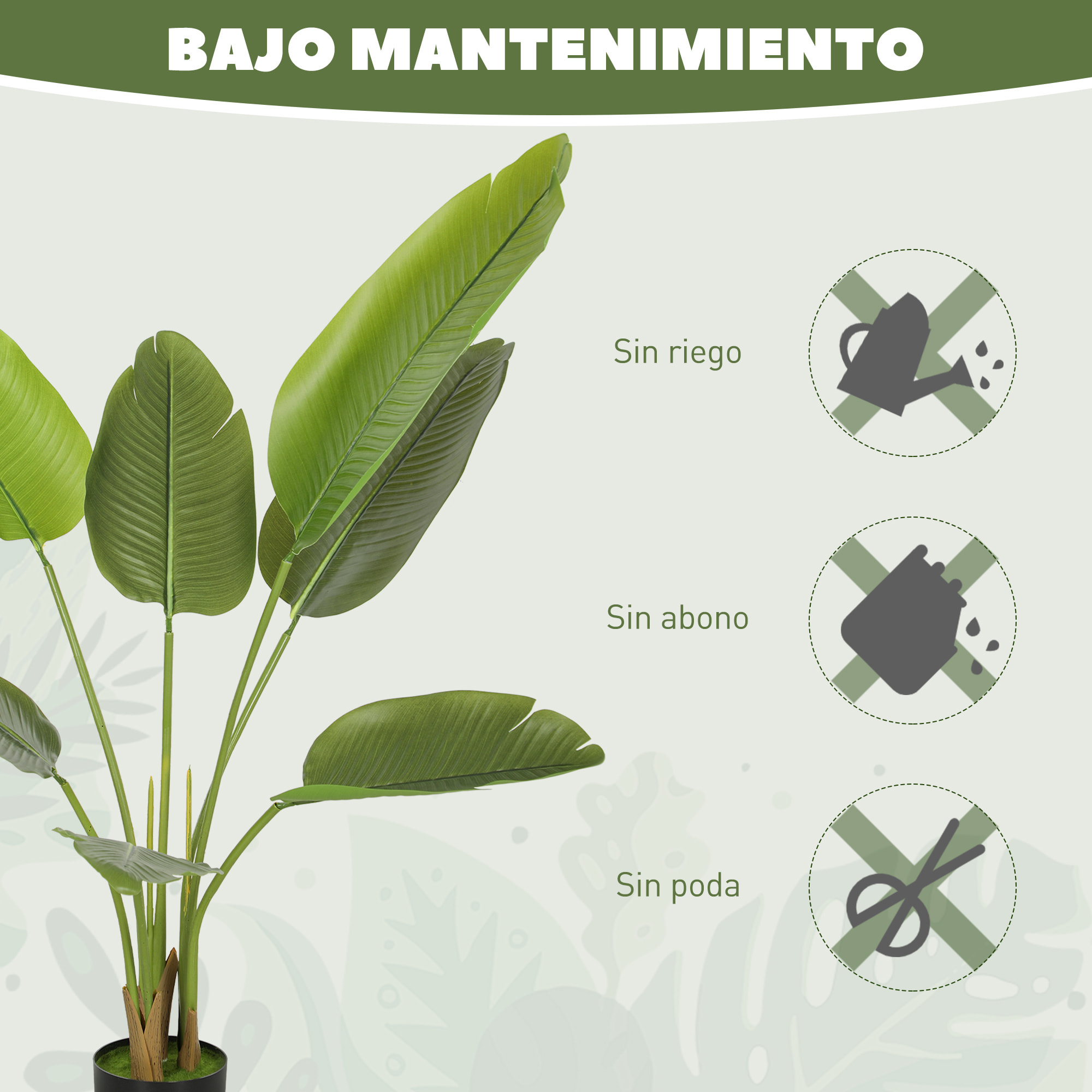Planta Artificial Decorativa 109 cm Bananera Artificial con Maceta y Hojas para Interior Hogar Salón Oficina Verde
