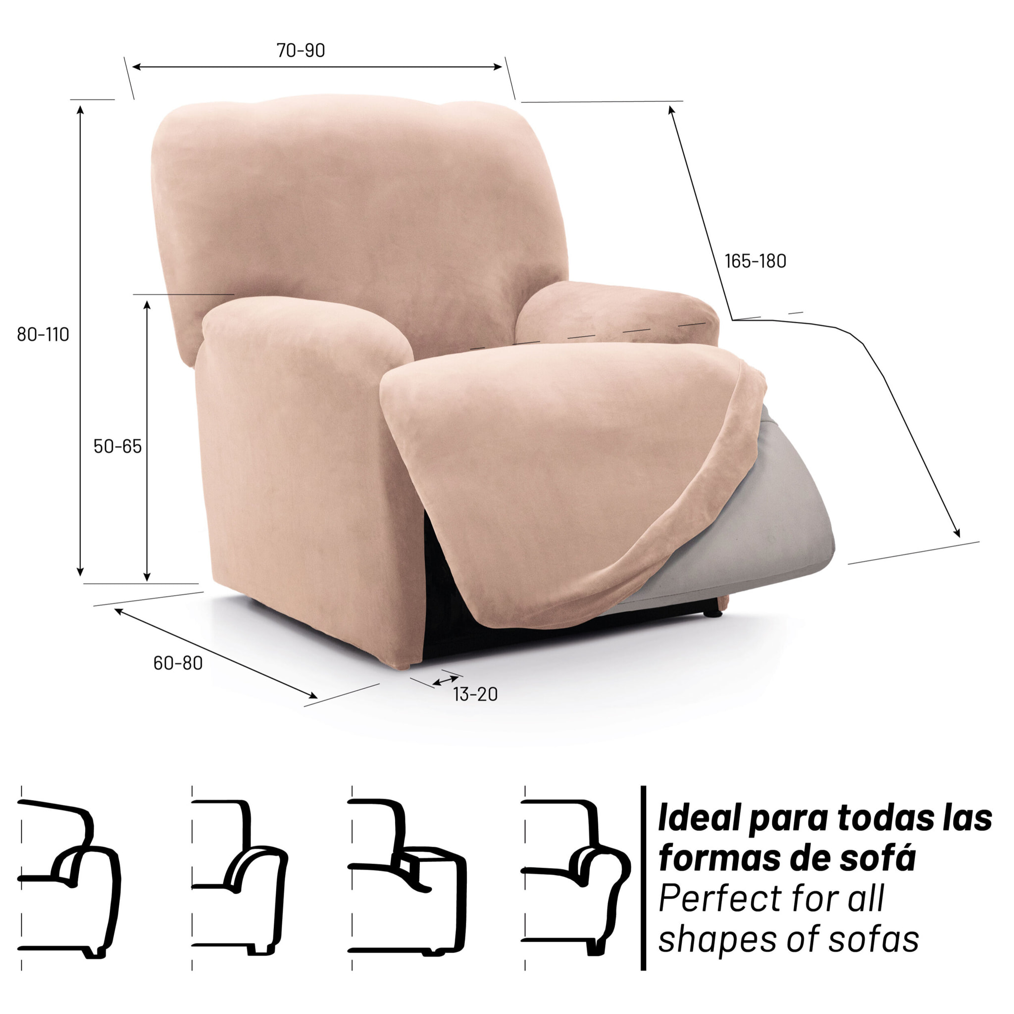 Funda TERCIOPELO ANTIMANCHAS Multi elástica para RELAX PIES JUNTOS modelo VERONICA