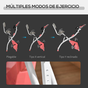 Bicicleta Está¡tica Plegable con Respaldo Altura y Resistencia Ajustables Rosa