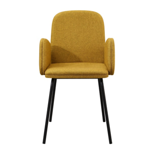 Set 2 sedie moderne in tessuto ocra e gambe nere in metallo - Kendal