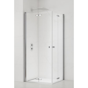SAT SK  Porte de douche acces en angle pliantes 90x90cm  anticalcaire avec profilés chrome brillant (SATSK9090)